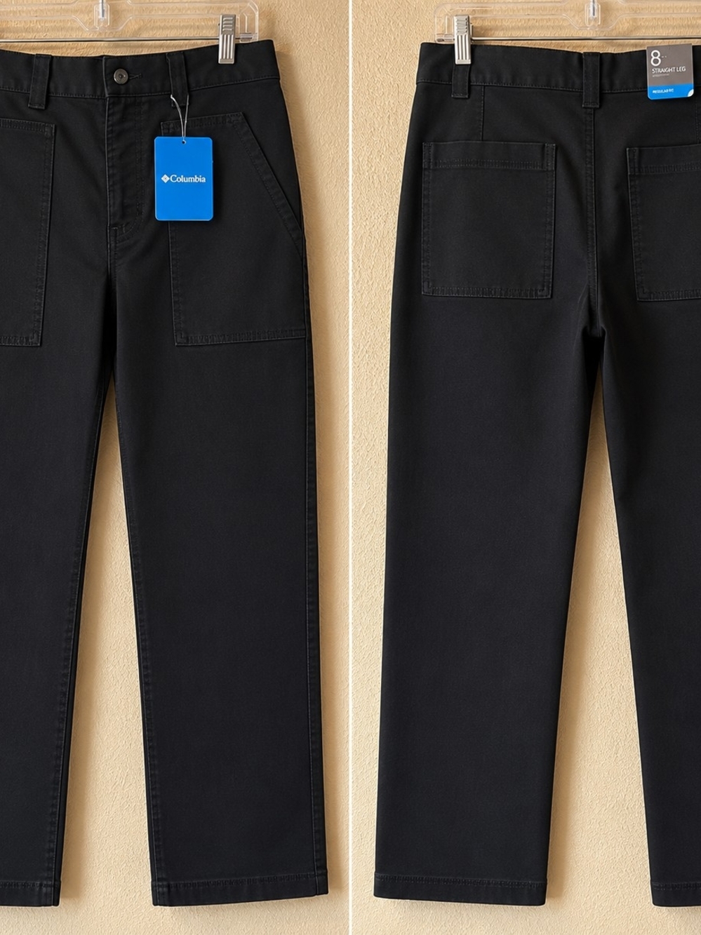 Columbia Black Straight-Leg Women's Pants with Front Patch Pockets
